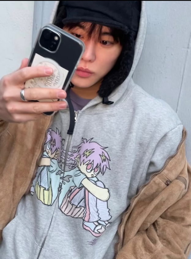 Aespa Karina Inspired Cartoon Anime Zip-Up Hoodie