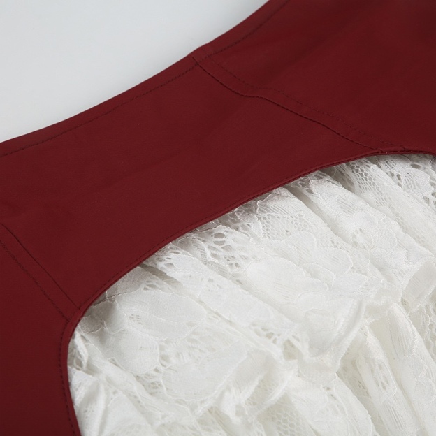 Jennie Coachella Inspired Red Croc-Embossed Top & Lace Skirt Set