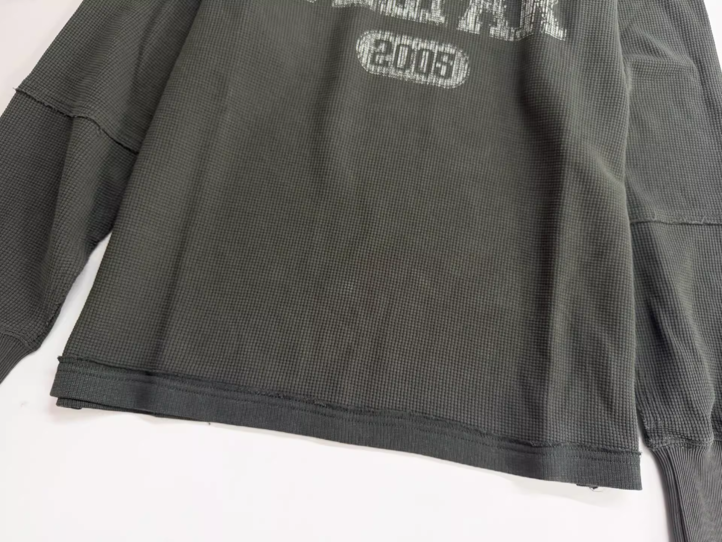 Cortis Martin Inspired Waffle Knit Rhinestone Long Sleeve Tee