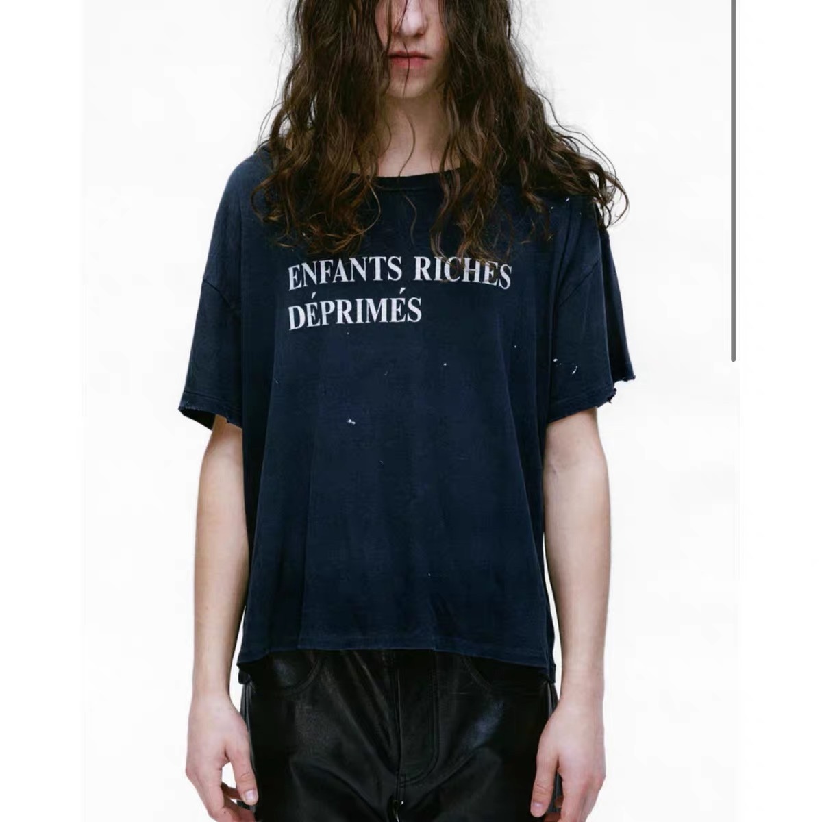 Distressed Washed Grey Keywords Inspired Short Sleeve T-shirt