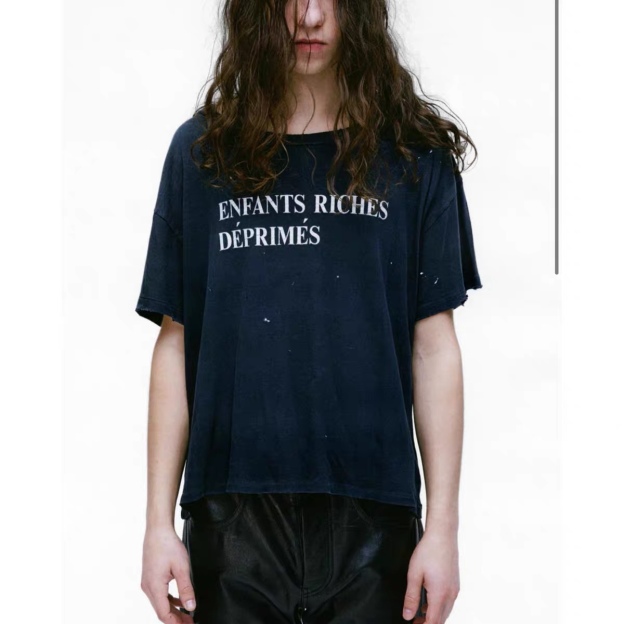 Distressed Washed Grey Keywords Inspired Short Sleeve T-shirt