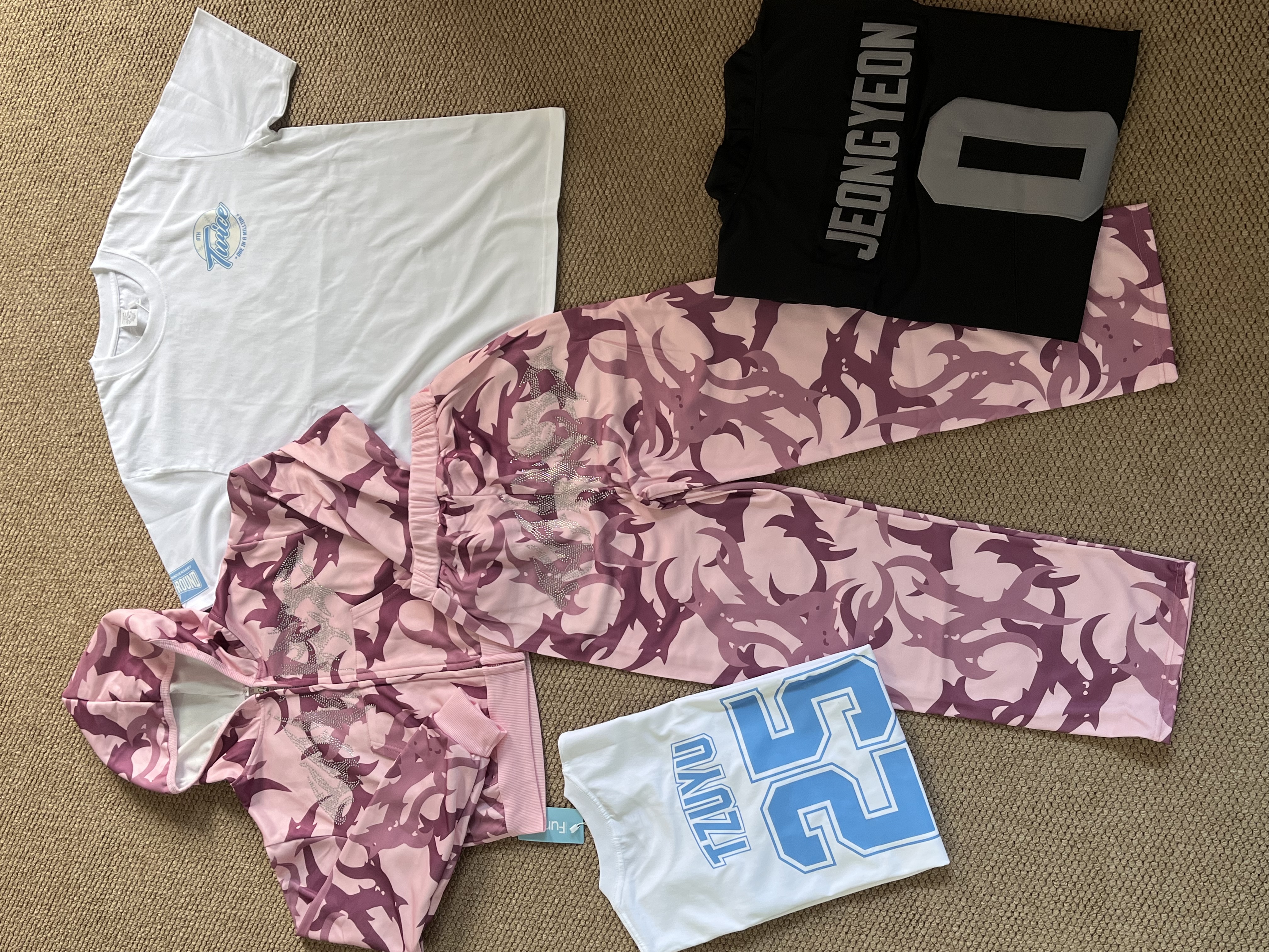 TWICE -Pink Camo Rhinestone inspired Hoodie Set