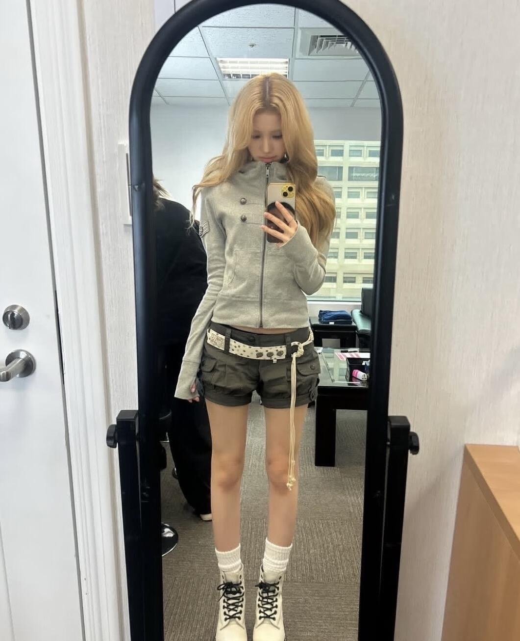 Aespa Ningning Inspired Napoleon Military Hooded Cropped Zip‑Up Jacket