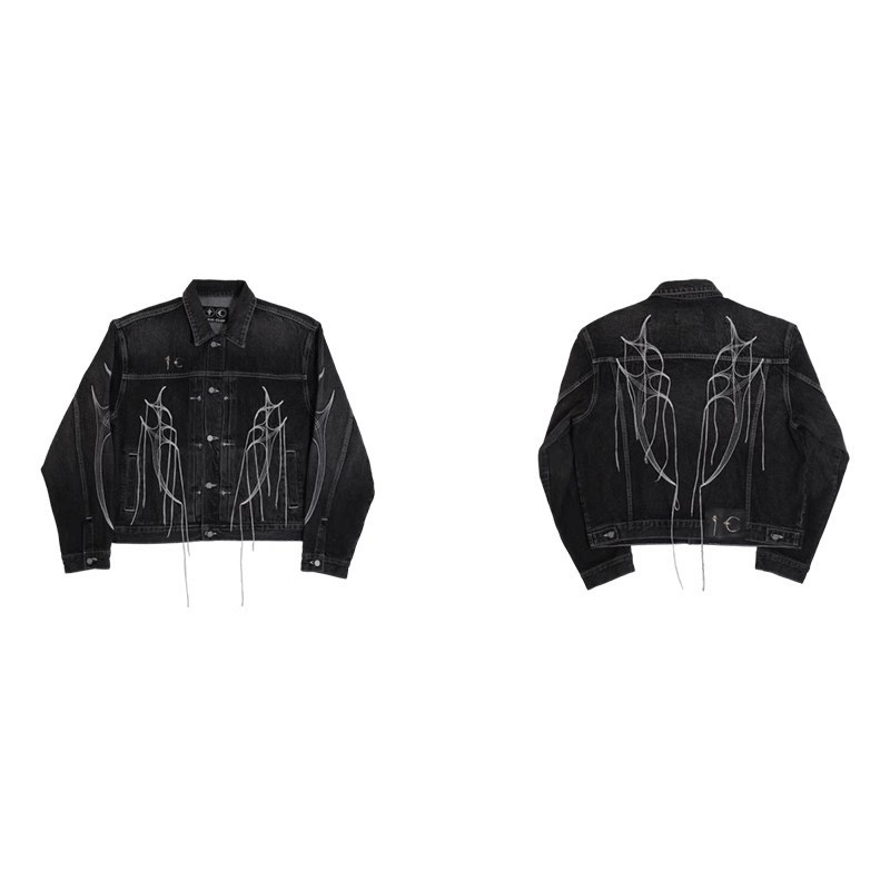 Enhypen NiKi inspired Distressed Washed Black Short Wide-Cut Denim Jacket & Jeans pants Set