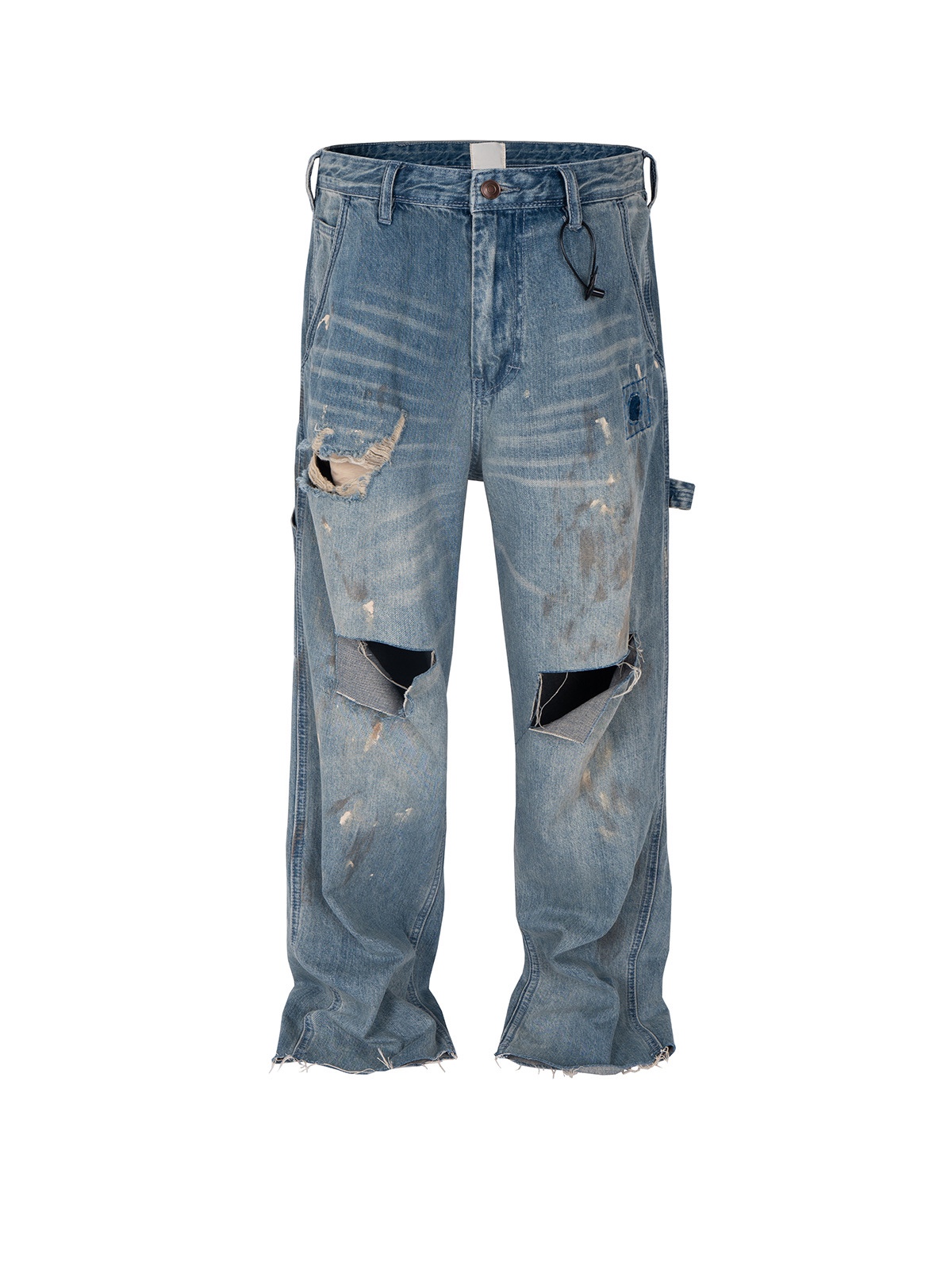 ENHYPEN NIKI  inspired Destroyed  Washed White Patchwork Spray Paint Blue Denim Jeans pants-NI-KI