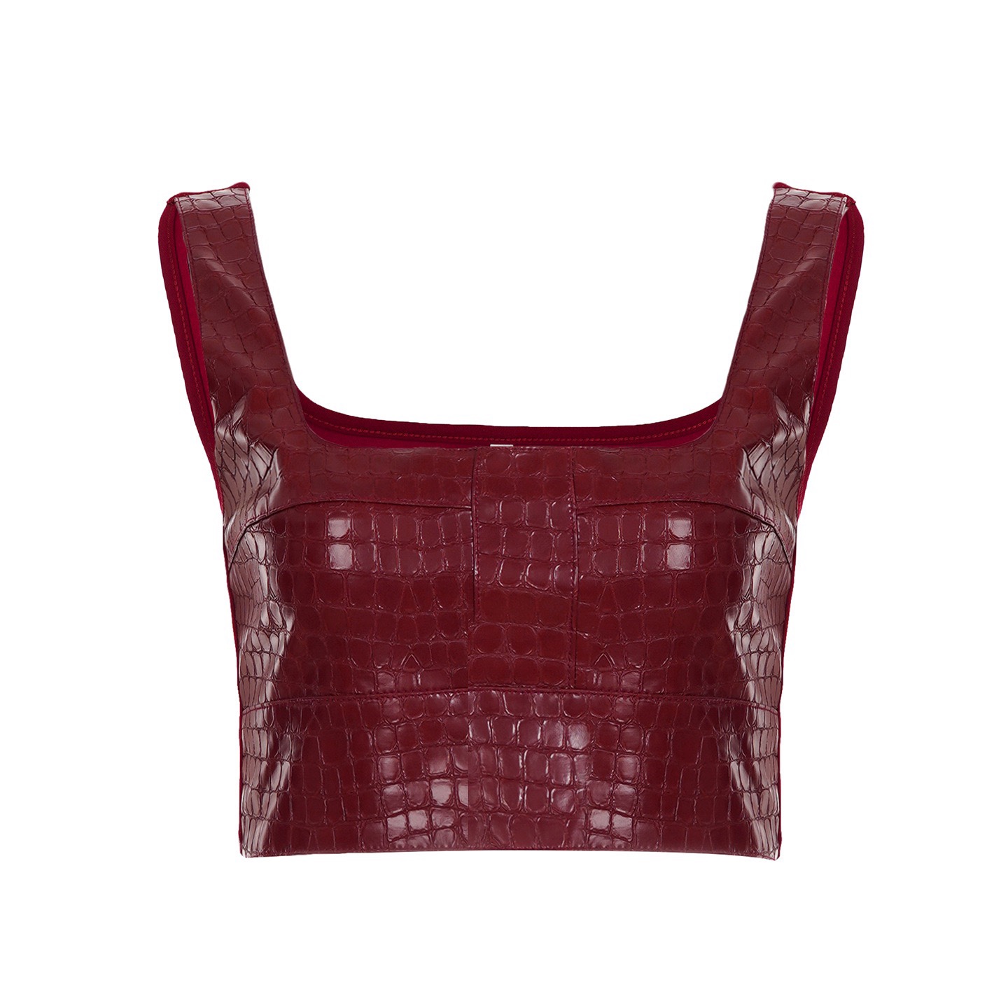 Jennie Coachella Inspired Red Croc-Embossed Top & Lace Skirt Set