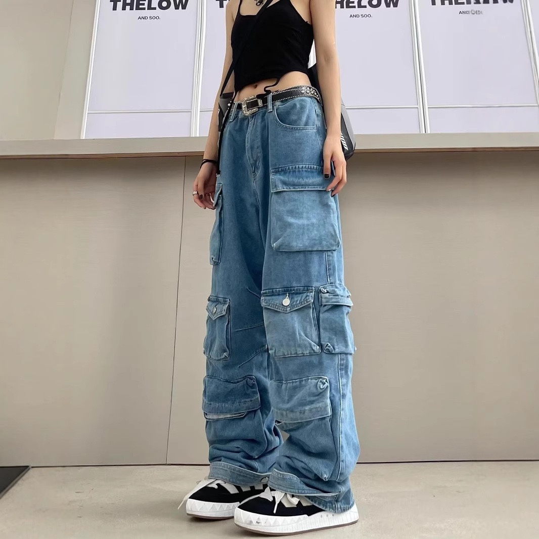 TXT Yeonjun Washed Multiple Pockets Denim pants