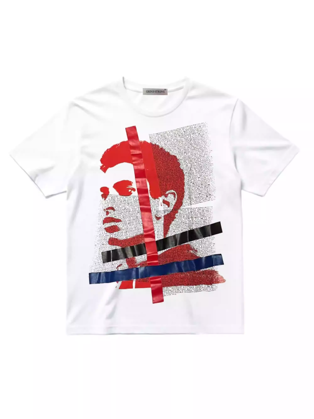 Cortis Martin Inspired Portrait Collage Tape Print T-Shirt