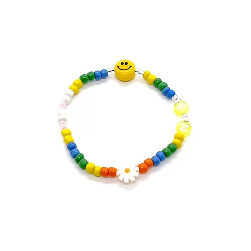 SEVENTEEN Joshua Colorful Beaded Smiley Daisy Sunflower Handmade  Bracelet