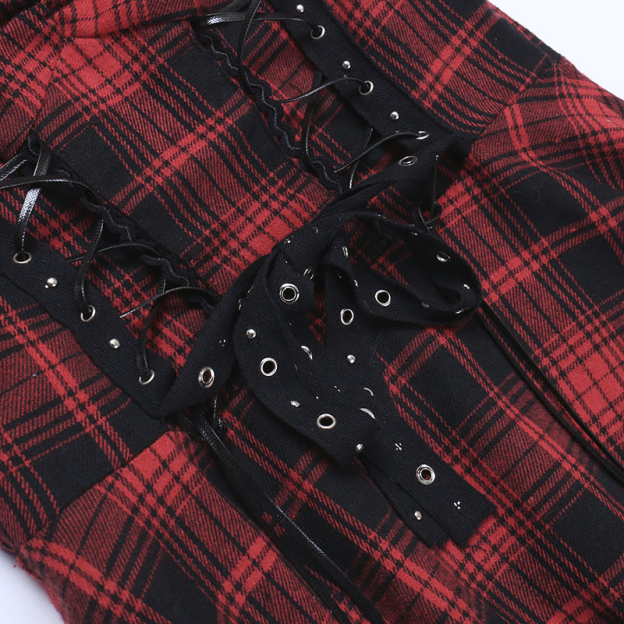 Red Plaid Lace Tube Dress-Straykids concert outfitidea for STAY