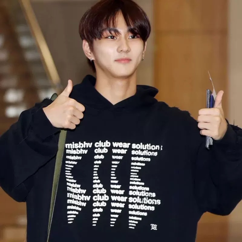 ENHYPEN Jungwon Inspired Letter Print Pullover Hoodie 