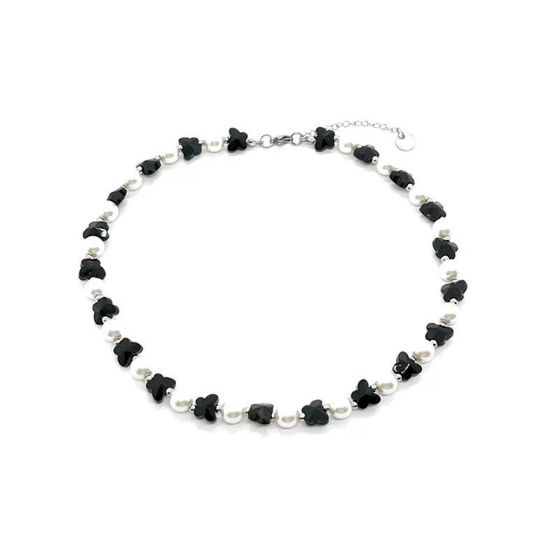 SEVENTEEN The8 (Minghao) Inspired Black Butterfly Pearl Skull Necklace
