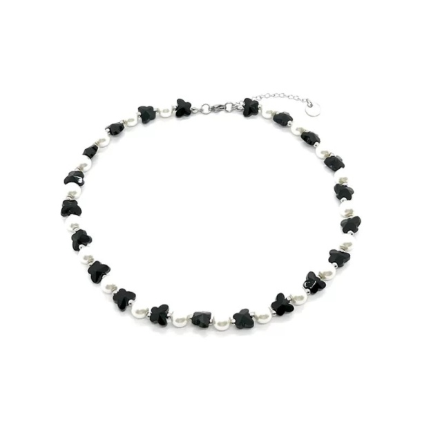 SEVENTEEN The8 (Minghao) Inspired Black Butterfly Pearl Skull Necklace