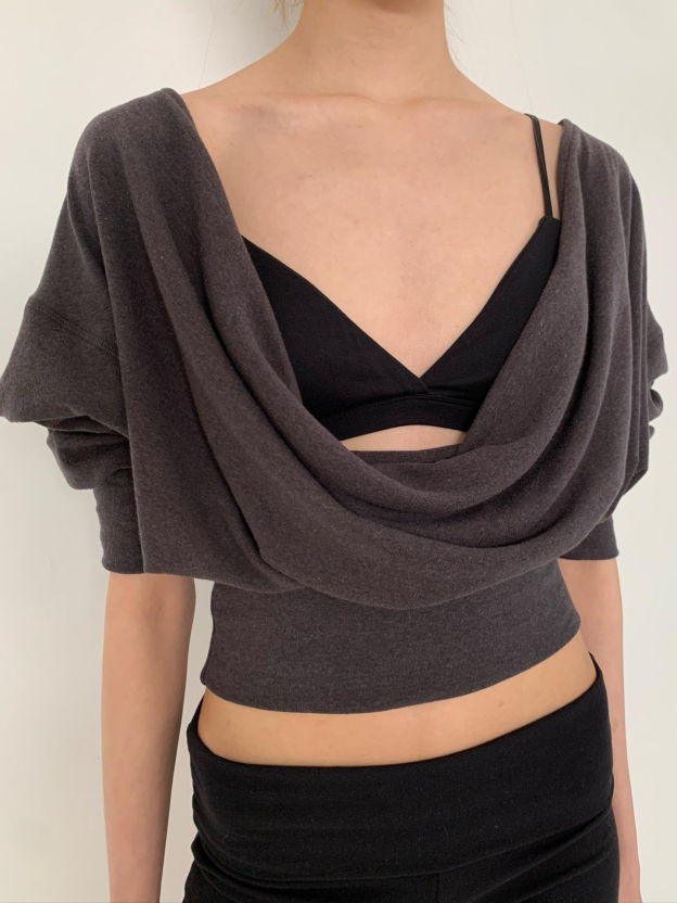 Blackpink Jennie Inspired Draped Back Long Sleeve Top