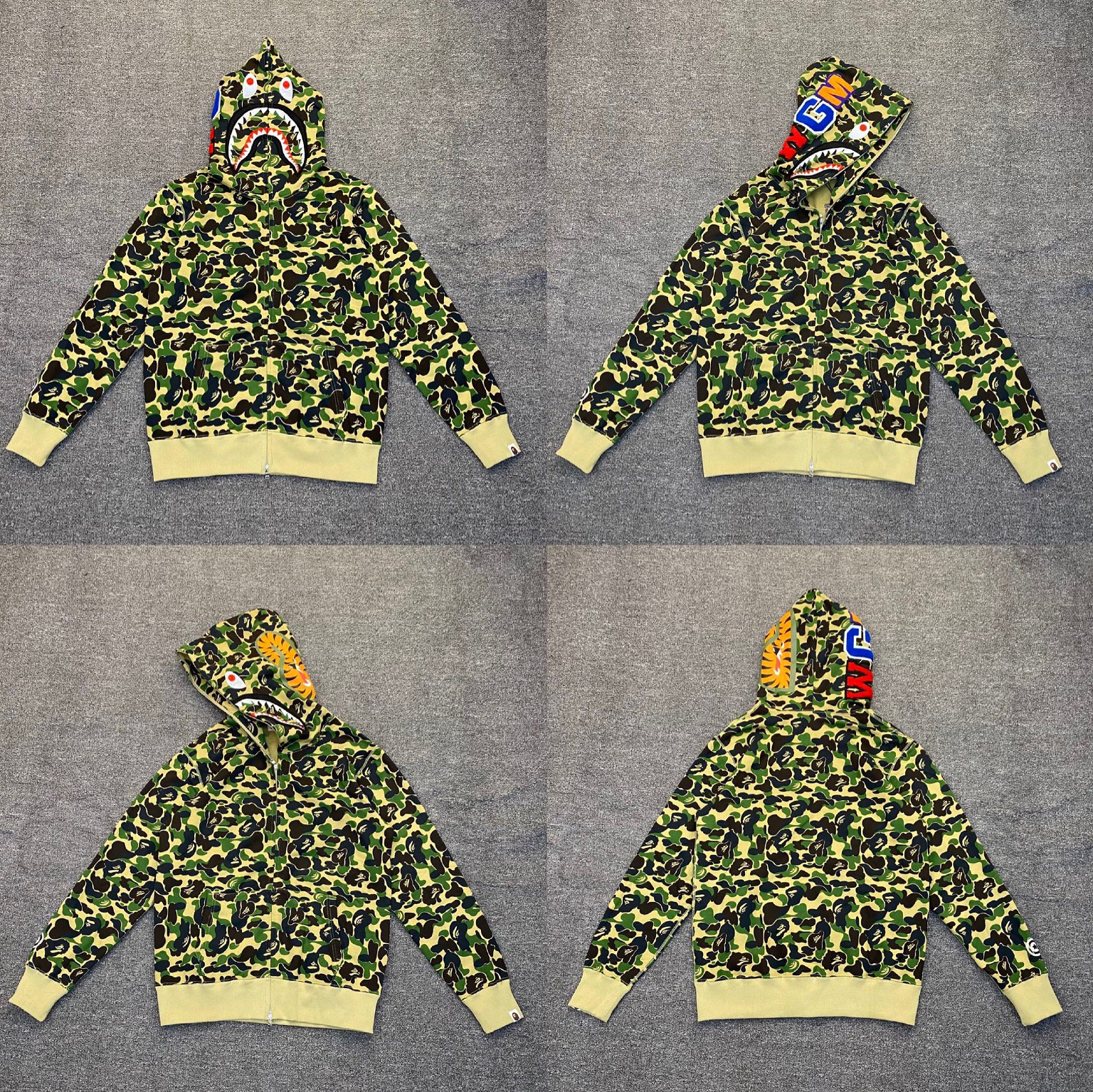 Enhypen Niki Camo Bape shark Print inspired zip up oversized hoodie jacket-ni-ki