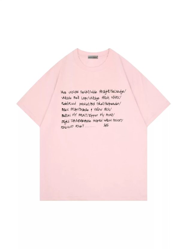TXT Yeonjun Inspired Handwritten Text Graphic Pink T-Shirt