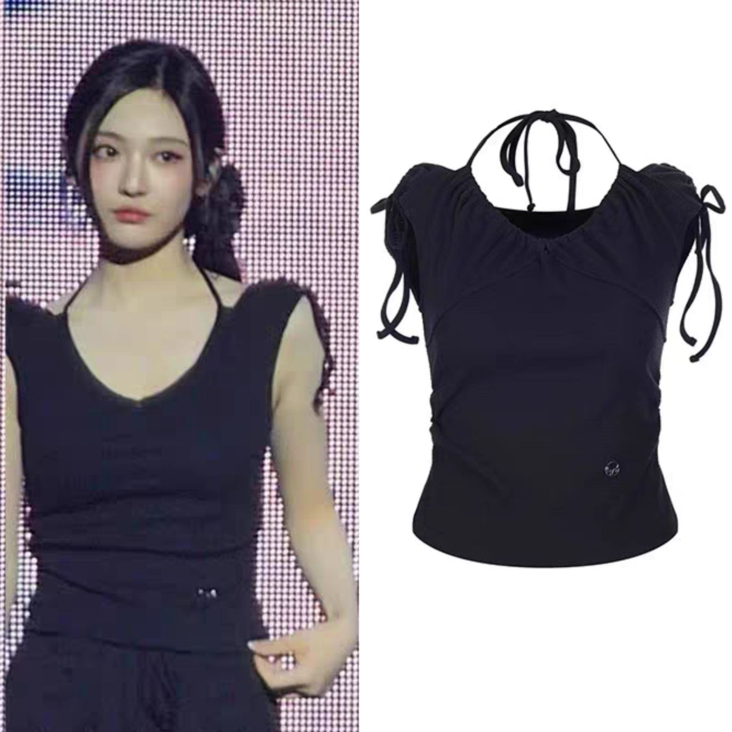 Aespa Ningning Inspired Halter Neck Tie-Up Crop Top 