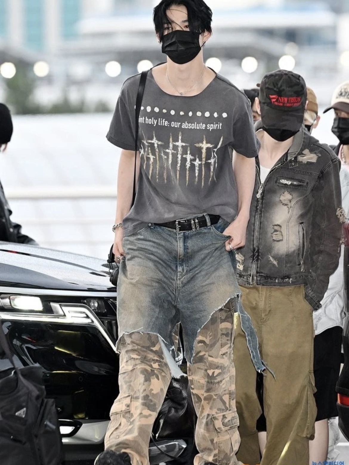 ENHYPEN Niki Inspired Patchwork Camo Cargo Pants