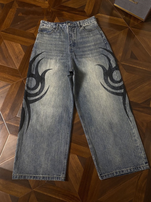 TXT Yeonjun Inspired Flame Print Wide Leg Pants