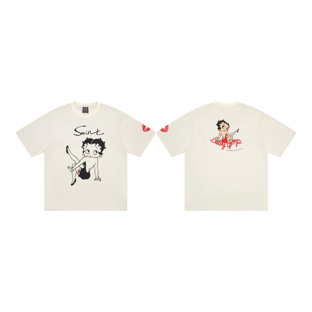 Twice Sana Inspired Betty Boop Graphic Oversized White Tee