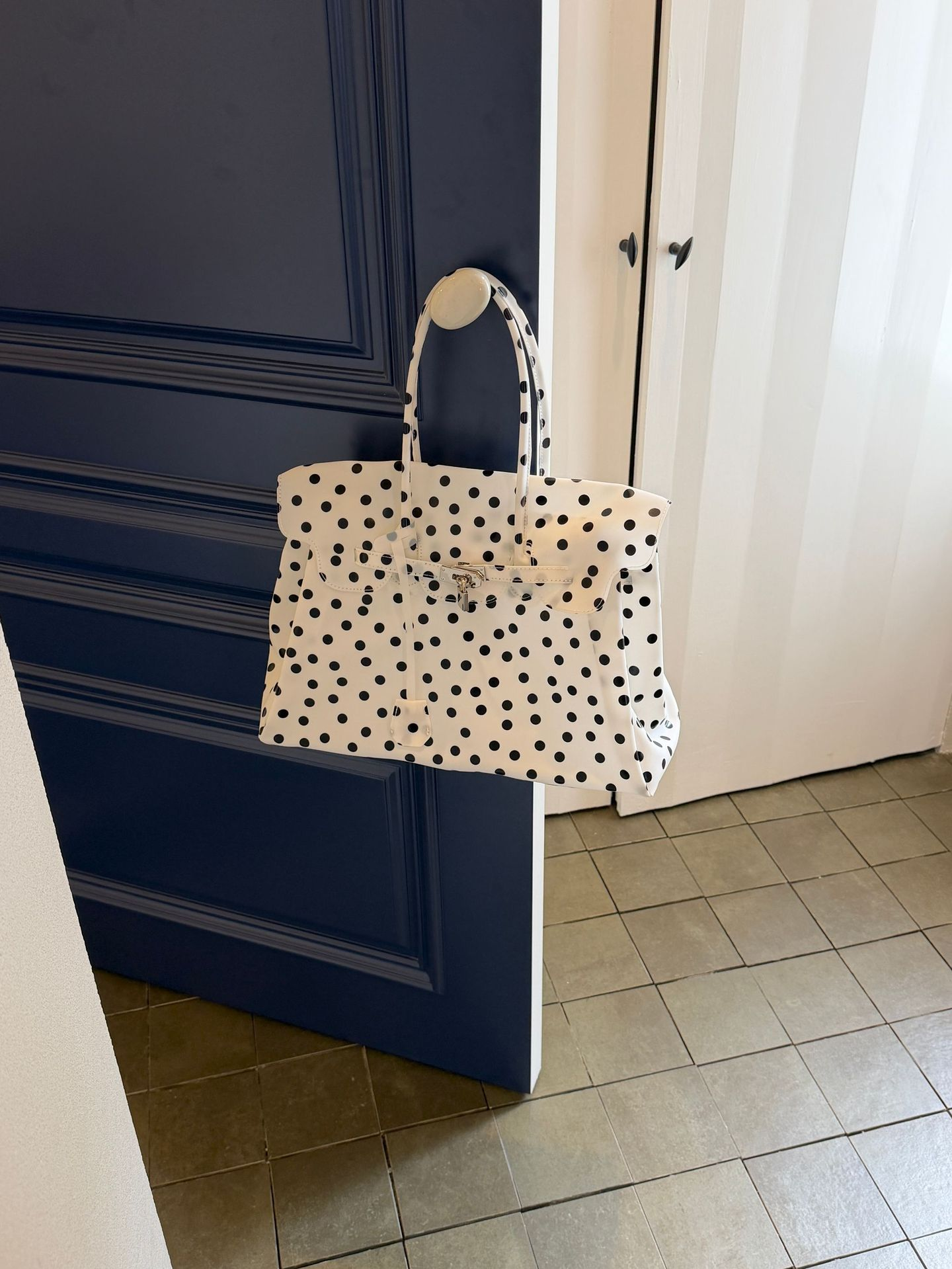 Black White Polka Dot TPU Jelly Tote Bag jellyfirkin bag-jelly bag