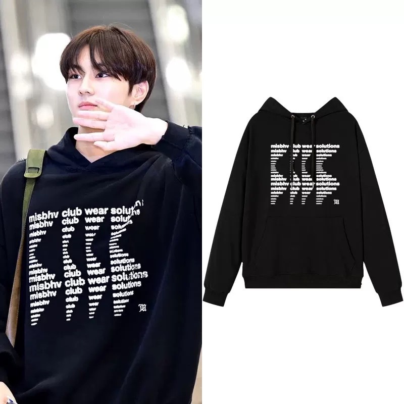 ENHYPEN Jungwon Inspired Letter Print Pullover Hoodie 