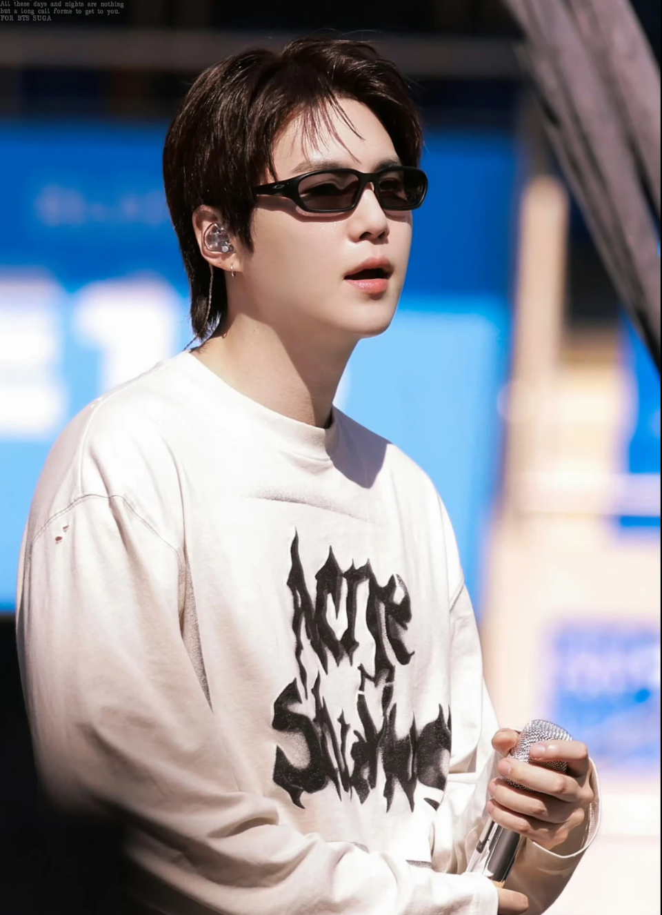 BTS SUGA Inspired Acne Style Gothic Logo Distressed Oversized T-shirt