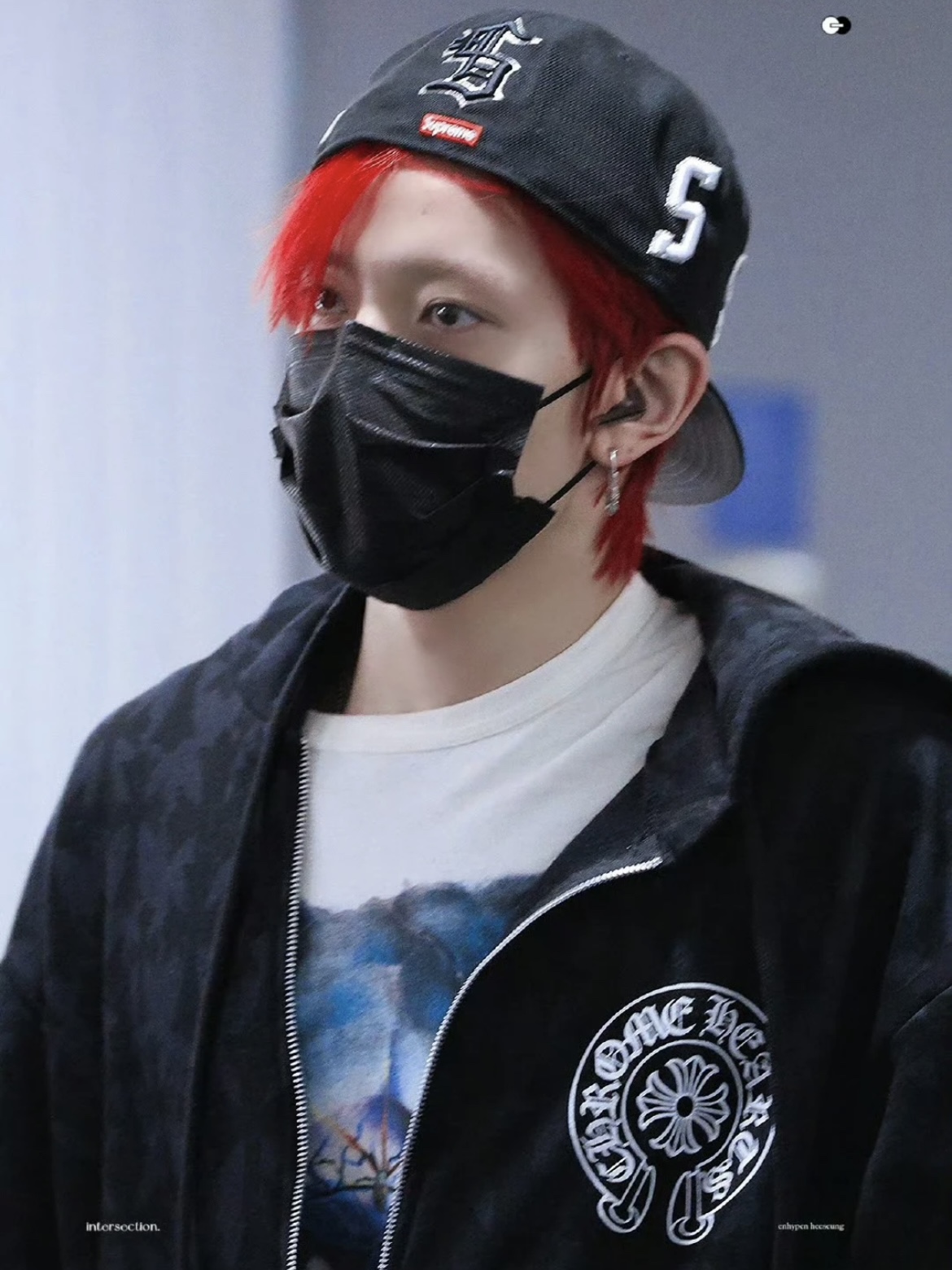 Enhypen Heeseung Inspired Cross Pattern Zip-up Hoodie