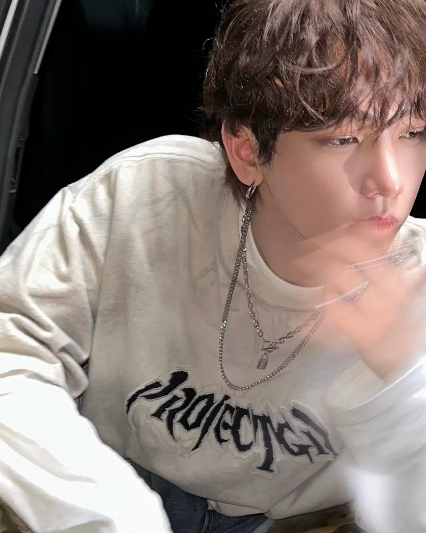 Boynextdoor Jaehyun Inspired Spray Dyed Gothic Logo Oversized T-Shirt
