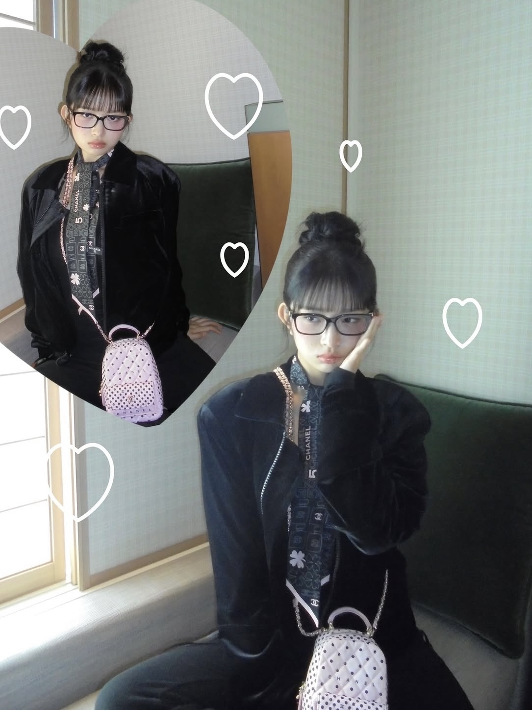 Bow tie Ribbon Zipper Velvet Jacket-Rei IVE