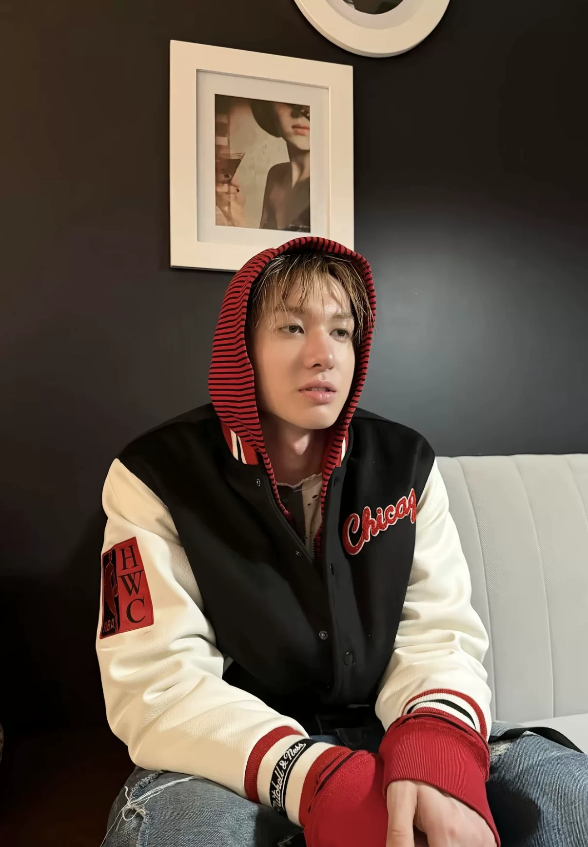 Cortis Martin Inspired Stripe Letter Print Zip Hoodie