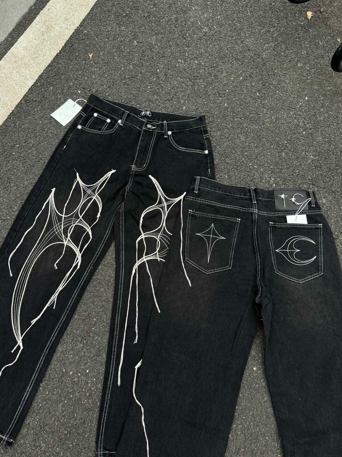 Enhypen NiKi inspired Distressed Washed Black Short Wide-Cut Denim Jacket & Jeans pants Set