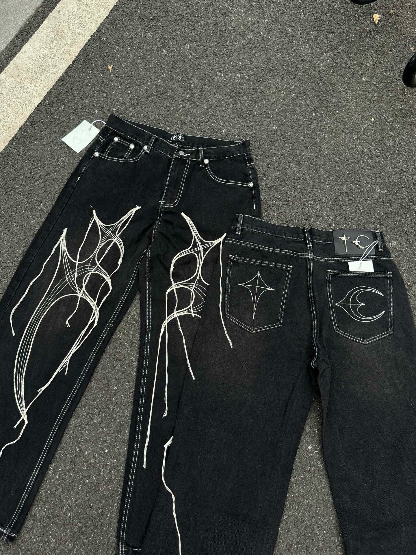 Enhypen NiKi inspired Distressed Washed Black Short Wide-Cut Denim Jacket & Jeans pants Set