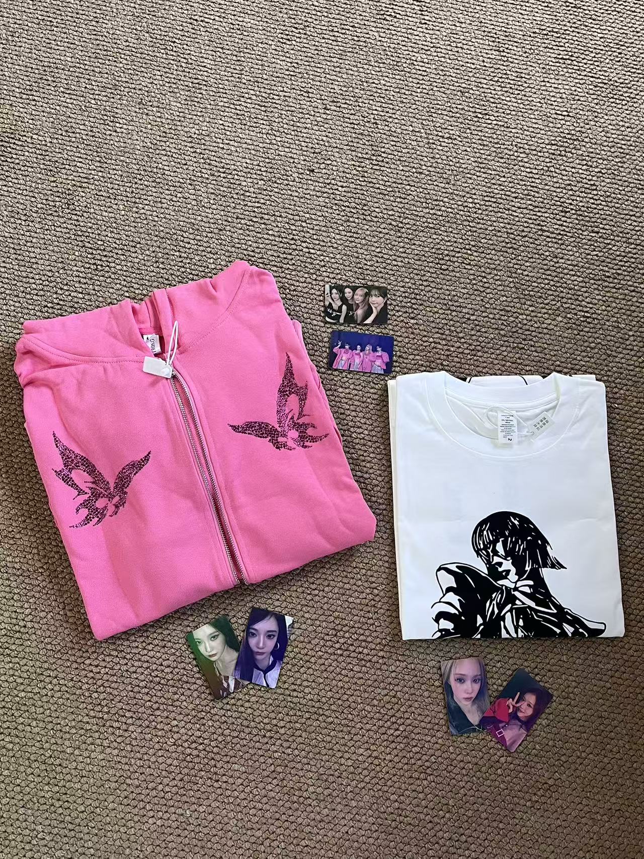 Aespa Pink hoodie Diamond Embellished inspired Oversized Sweatshirt-AESPA