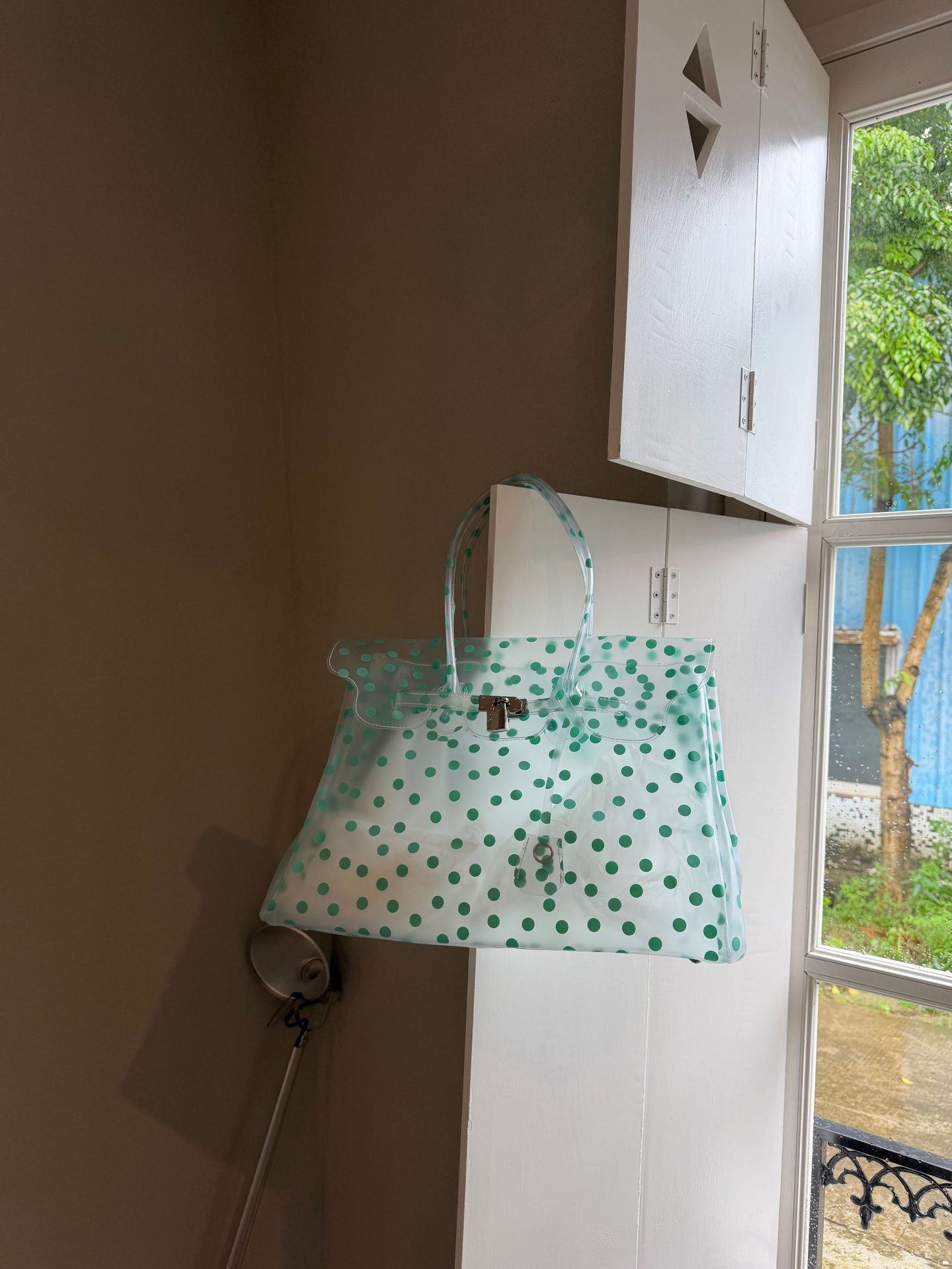 Transparent Green Polka Dot TPU Jelly Tote Bag jellyfirkin bag-jelly bag
