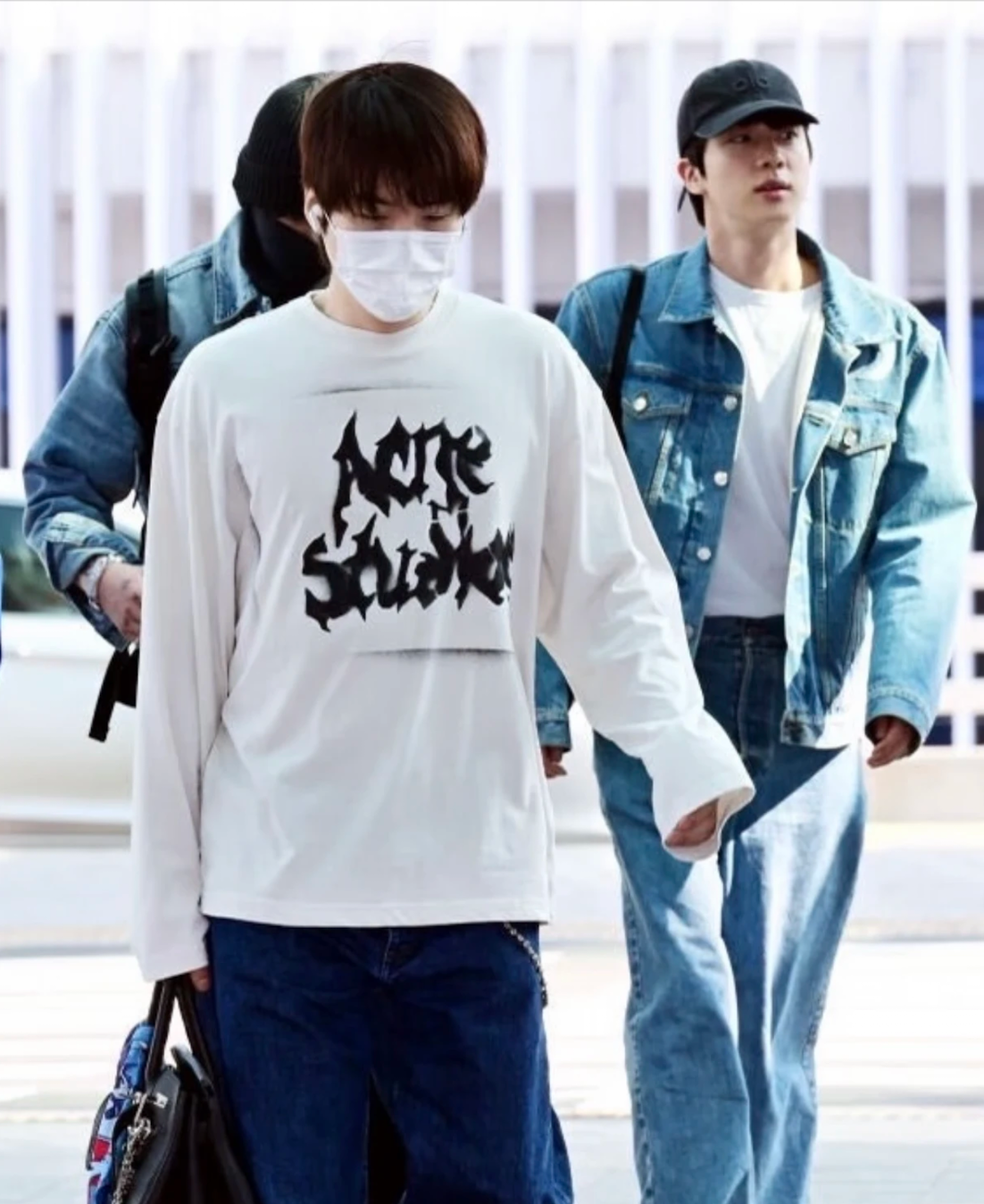 BTS SUGA Inspired Acne Style Gothic Logo Distressed Oversized T-shirt