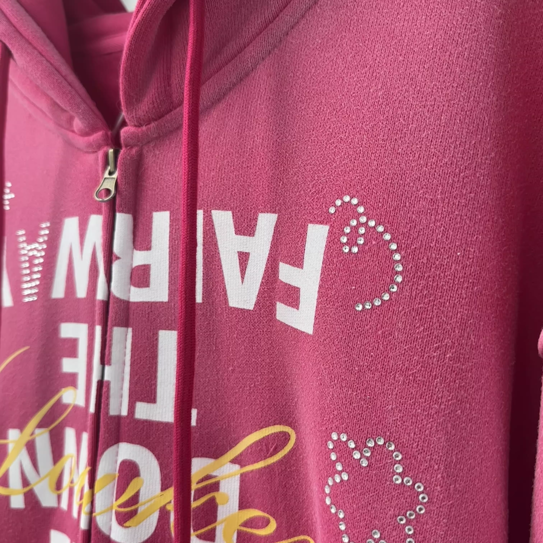 Hearts2hearts Stella Inspired Vintage Pink Oversized Graphic Zip-Up Hoodie