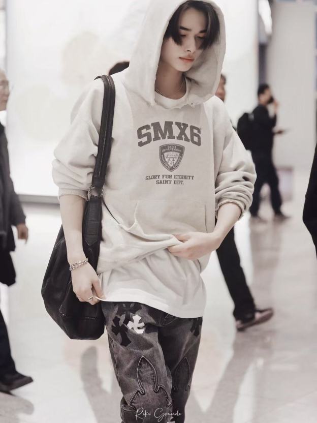 Enhypen Niki Inspired Chrome Hearts Cross Patch Straight Leg Denim Jeans-NI-KI