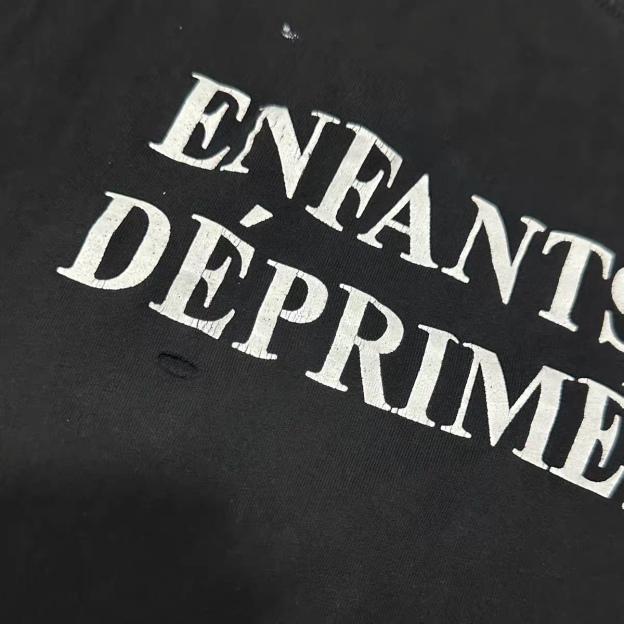 Distressed Washed Grey Keywords Inspired Short Sleeve T-shirt