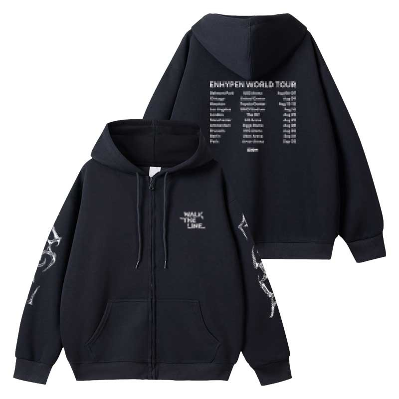 ENHYPEN World Tour WALK THE LINE IN U.S Merch Inspired Zip-up Hoodie