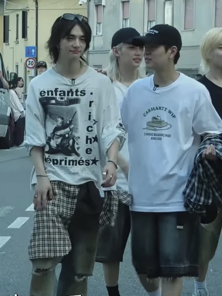 Straykids&TXT&WAYV Inspired Washed Printed Long Sleeve 