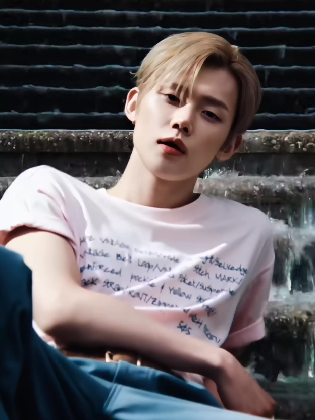 TXT Yeonjun Inspired Handwritten Text Graphic Pink T-Shirt