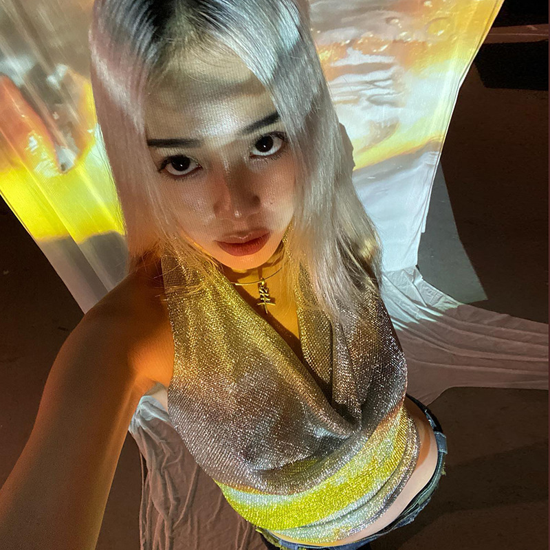 Sequined Backless Neckless Top-Aespa Ningning