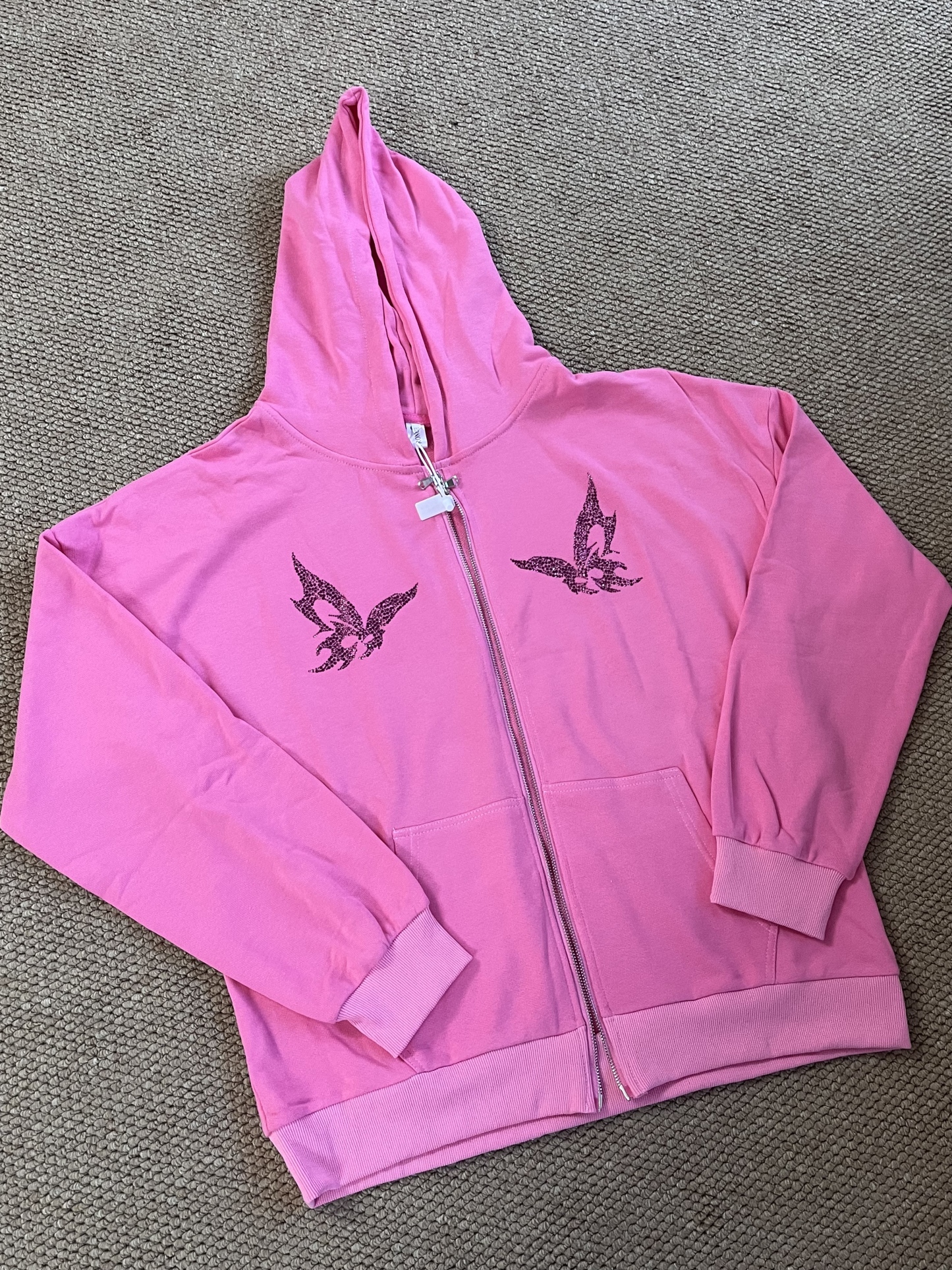 Aespa Pink hoodie Diamond Embellished inspired Oversized Sweatshirt-AESPA