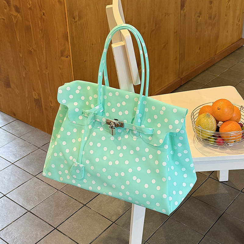 Mint Polka Dot TPU Jelly Tote Bag jellyfirkin bag-jelly bag