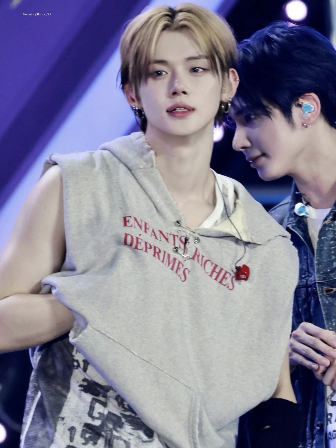 Enhypen Niki & Seventeen Mingyu Gray Vintage Keywords Distressed inspired Oversized Hoodie