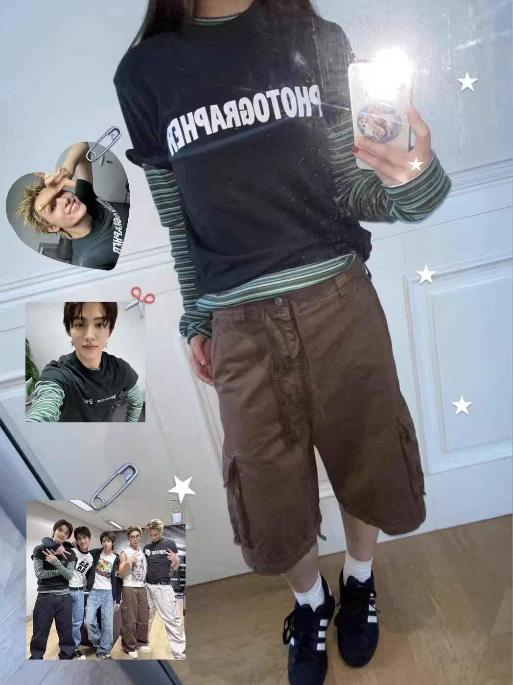 Cotris Martin&Blackpink Rose Inspired Black Photographer T-shirt