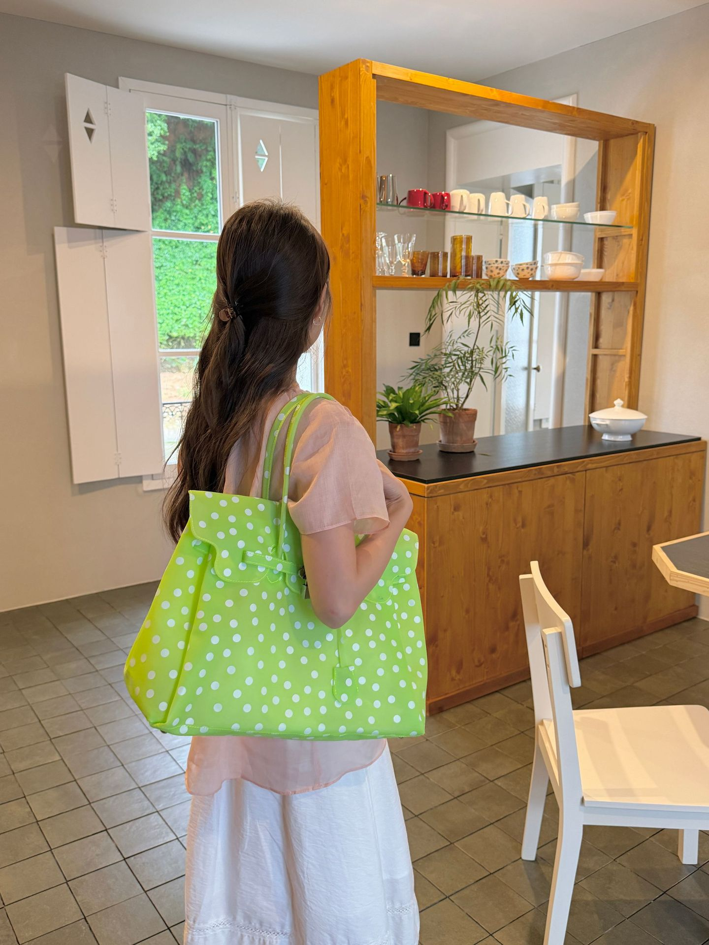 Green Polka Dot TPU Jelly Tote Bag jellyfirkin bag-jelly bag