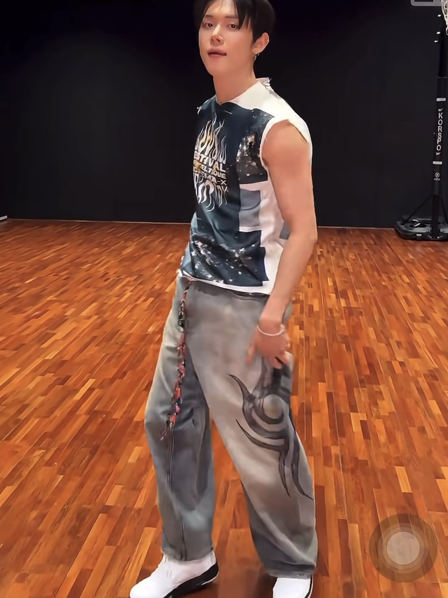 TXT Yeonjun Inspired Flame Print Wide Leg Pants