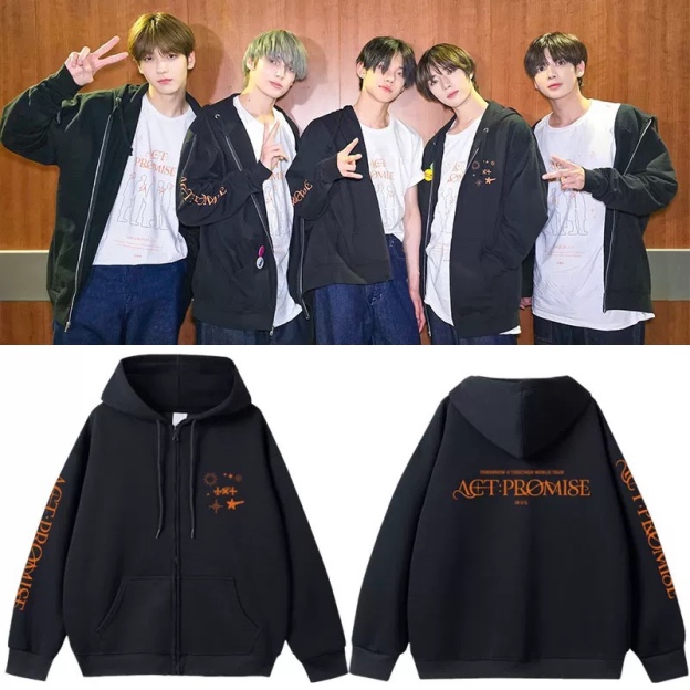TXT World Tour Act Promise Official Merch Inspired zip-up Hoodie 